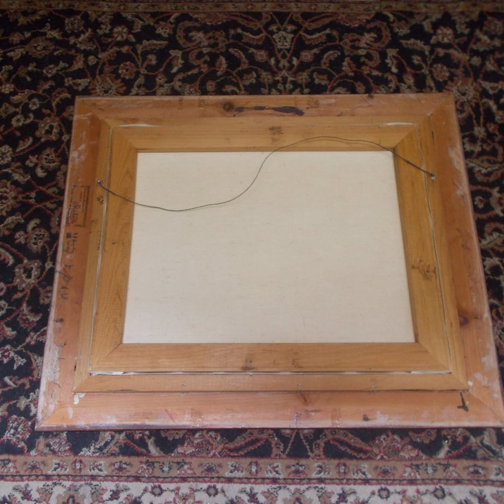 Vintage Snow Scene oil painting in wood frame - Picture 4 of 4